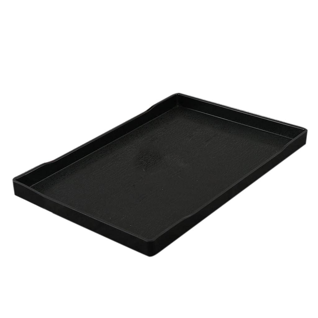 Newmind Large Plastic Serving Tray - 15 x 11 Inches Rectangle Food Tray for Breakfast, Butler Service & Party Snacks - Durable Black Serving Platter for Home, Restaurant & Catering Use