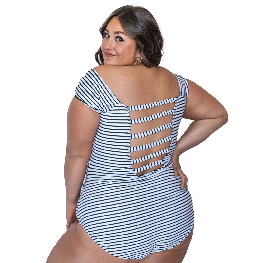 Bardot Women's One Piece Swimsuit - Sexy High Cut Bathing Suit with Tummy Control for Beach, Pool & Vacation | Plus Size Swimwear for Summer