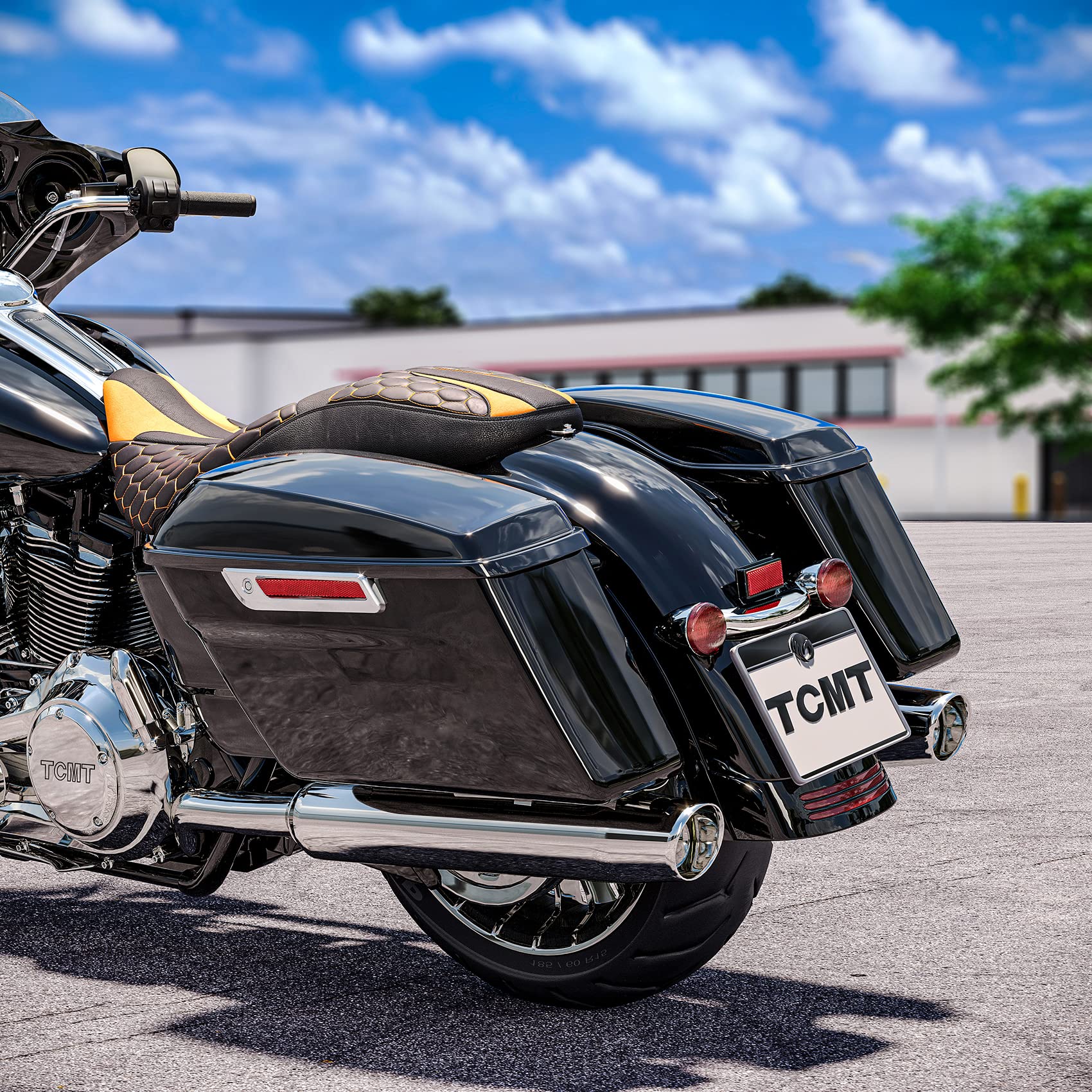 Premium TCMT Hard Saddlebags with Carpet Liners & Conversion Brackets - Compatible with Harley Softail 1984-2017 (Excluding Slim & Deuce Models) - Durable Motorcycle Storage for Long Rides & Road Trips