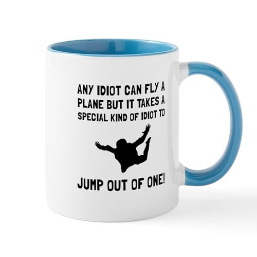 White/Blue Inside - Idiot Skydiving Mugs