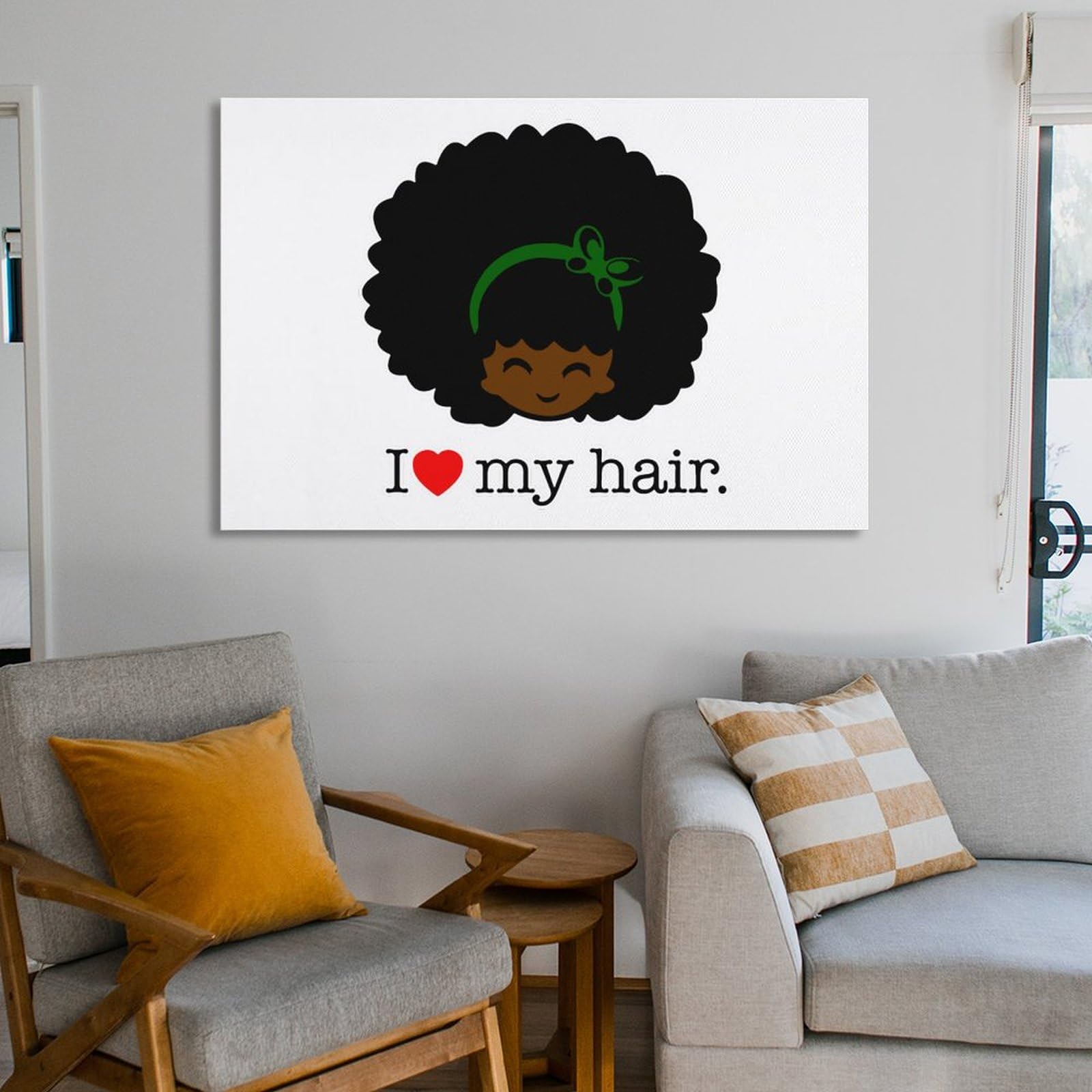Funny 'I Love My Hair' Canvas Wall Art - Printed Home & Office Decor Painting (Framed/Unframed) - Perfect for Living Room, Bedroom & Workspace Decorations