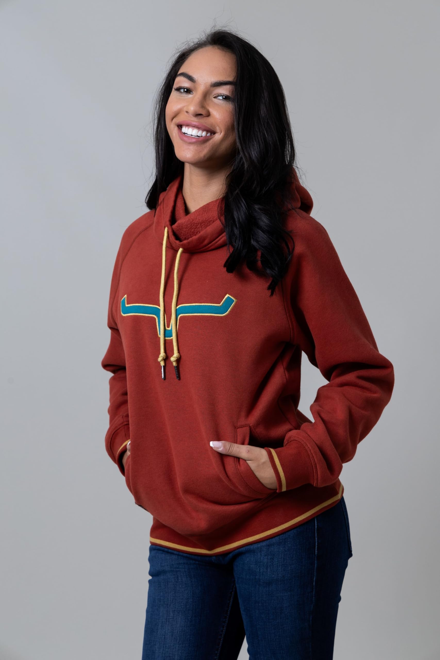 Kimes Ranch Women's Two Scoops Hoodie - Logo Embroidered Pullover with Kangaroo Pocket, Ribbed Cuffs & Hem | Cozy Casual Wear for Outdoor Activities & Everyday Fashion