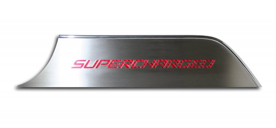 American Car Craft Red Door Kick Plate - 2pc Supercharged CF for Car Protection
