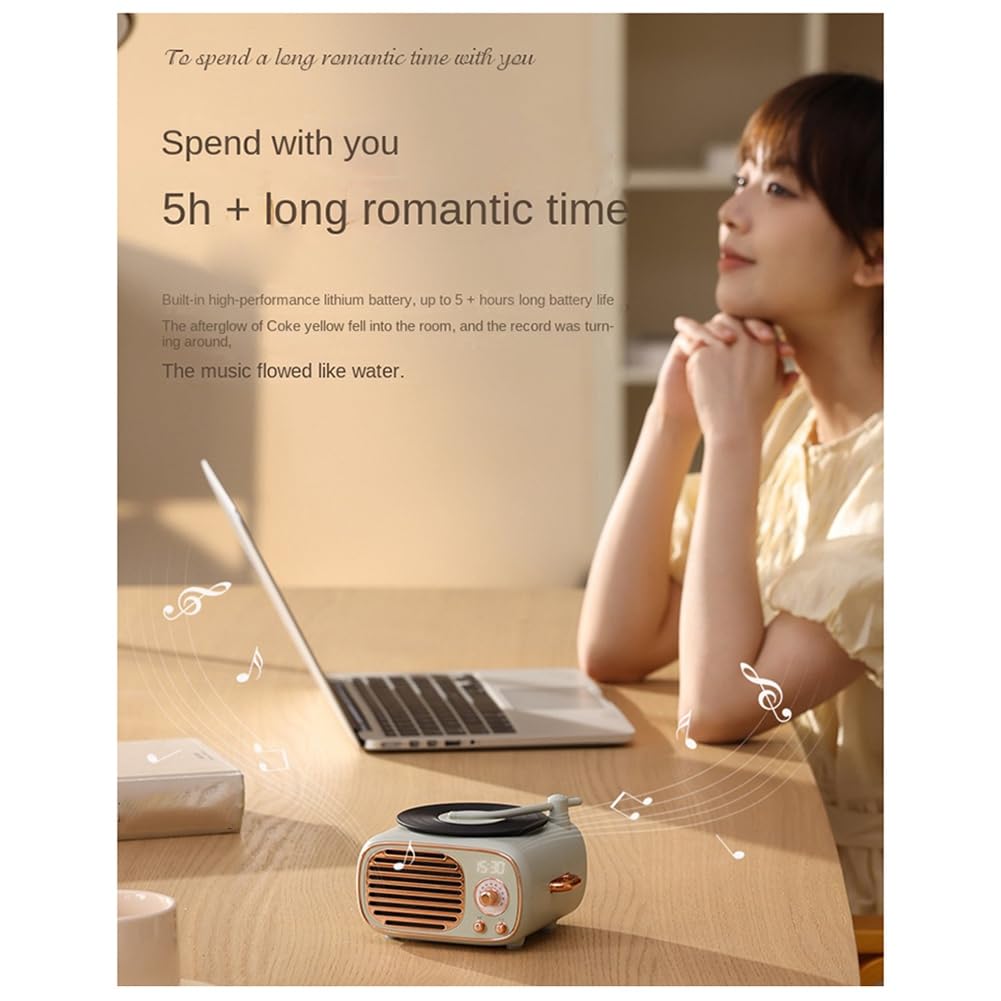 Vintage Bluetooth Speaker with Clock & Wireless Mic - Portable Mini Speaker for Home, Office, Travel | Osmond Old Fashioned Wireless Speaker with FM Radio & AUX Input