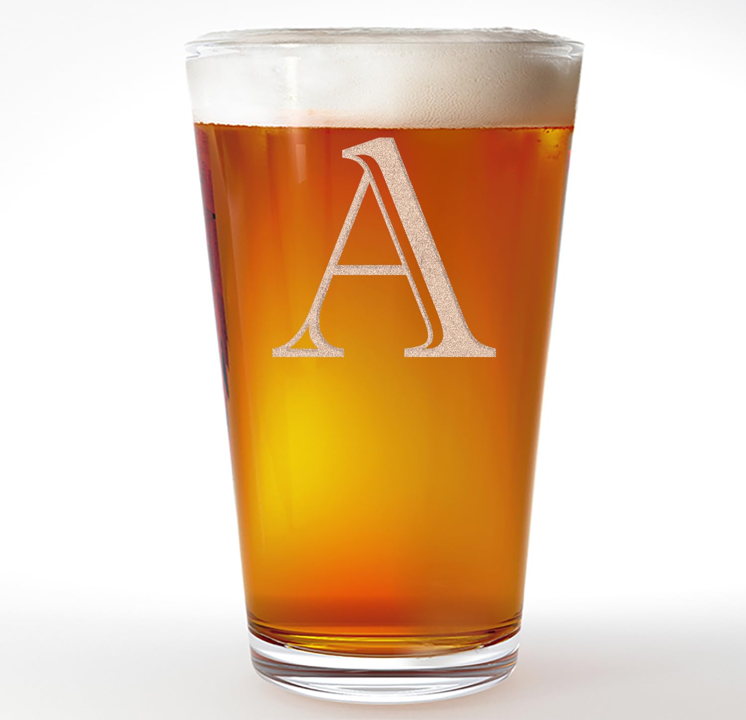 Personalized 16oz Etched Monogram Pint Glass - Custom Initial A-Z for Beer, Soda & Cocktails | Great Gift for Men, Husband, Brother | Birthday, Anniversary, Housewarming & Bar Decor
