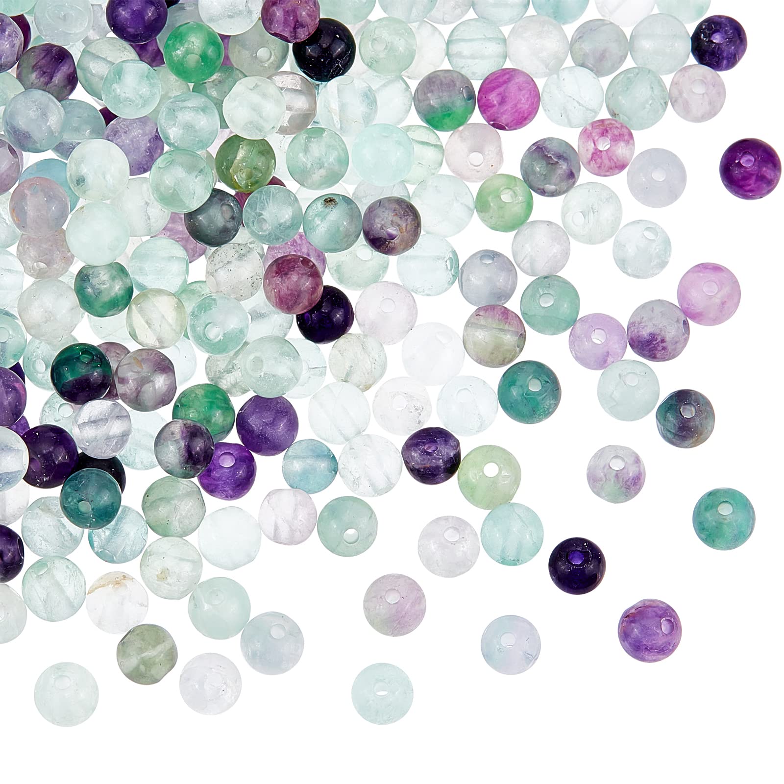 OLYCRAFT 200pcs Natural Fluorite Beads 4mm Round Loose Gemstones - Colorful Healing Crystal Beads for Jewelry Making, DIY Bracelet & Necklace - Perfect for Meditation, Energy Work & Spiritual Gifts