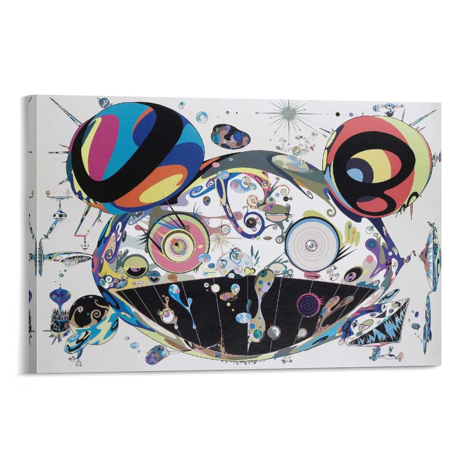 Takashi Murakami Canvas Art Print - 24x36 Inch (60x90cm) Framed Wall Decor for Bedroom, Living Room & Office | Japanese Pop Art Painting, Modern Home Decor Gift Idea for Anime & Manga Fans
