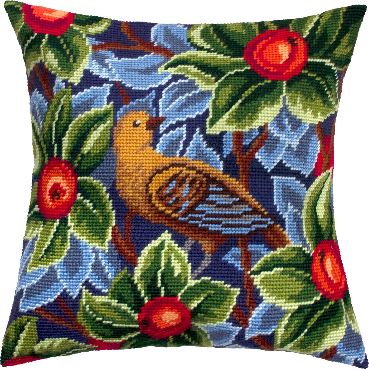William Morris Bird Tapestry Embroidery Kit for Adults & Beginners — 16″×16″ Cotton Canvas with Printed Design, 2 Needles, Yarn & Easy Chart | DIY Home Decor, Wall Art & Mindful Crafting Gift