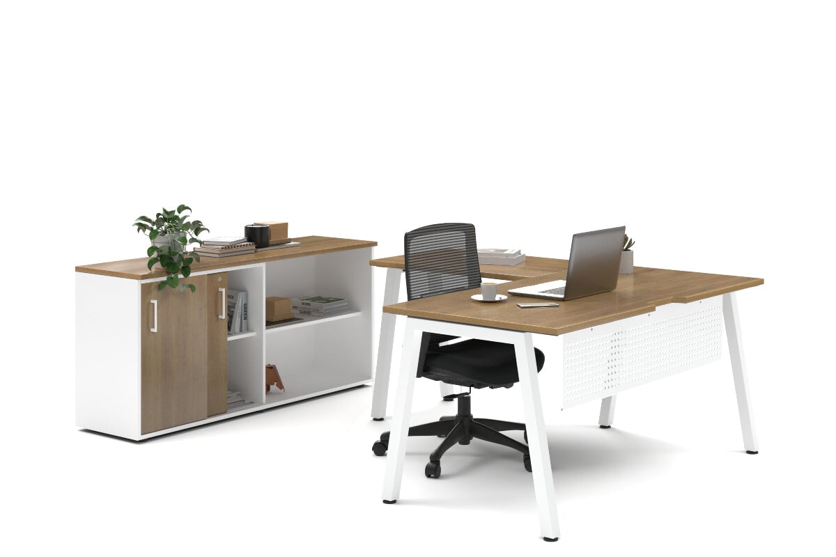Quadro A Legs L-Shaped Executive Desk with White Legs [1600L x 1700W] - Perfect for Home Office & Modern Workspace Setup