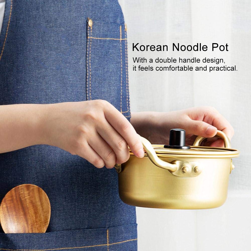 Premium Korean Ramen Noodle Pot - Yellow Aluminum Stockpot with Lid for Authentic Korean Noodles | Durable Kitchen Cookware for Ramen, Soup & Stew | Perfect for Home Cooking & Restaurant Use