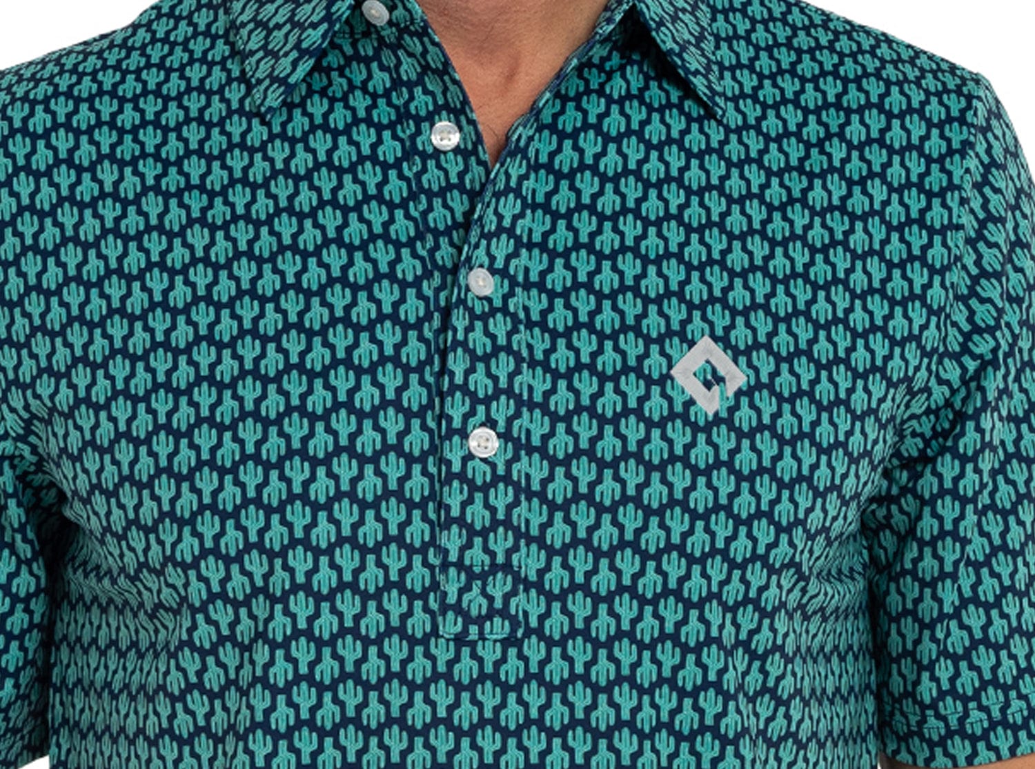 MLB Players Performance Sport Polo Shirt - Cactus Print Navy Blue - Breathable & Moisture-Wicking for Golf, Tennis & Casual Wear