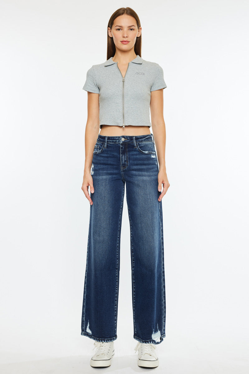 Dania Essentials High Rise Wide Leg Jeans for Women - Comfortable Stretch Denim Pants with Flared Fit | Perfect for Casual Outfits, Office Wear & Weekend Looks