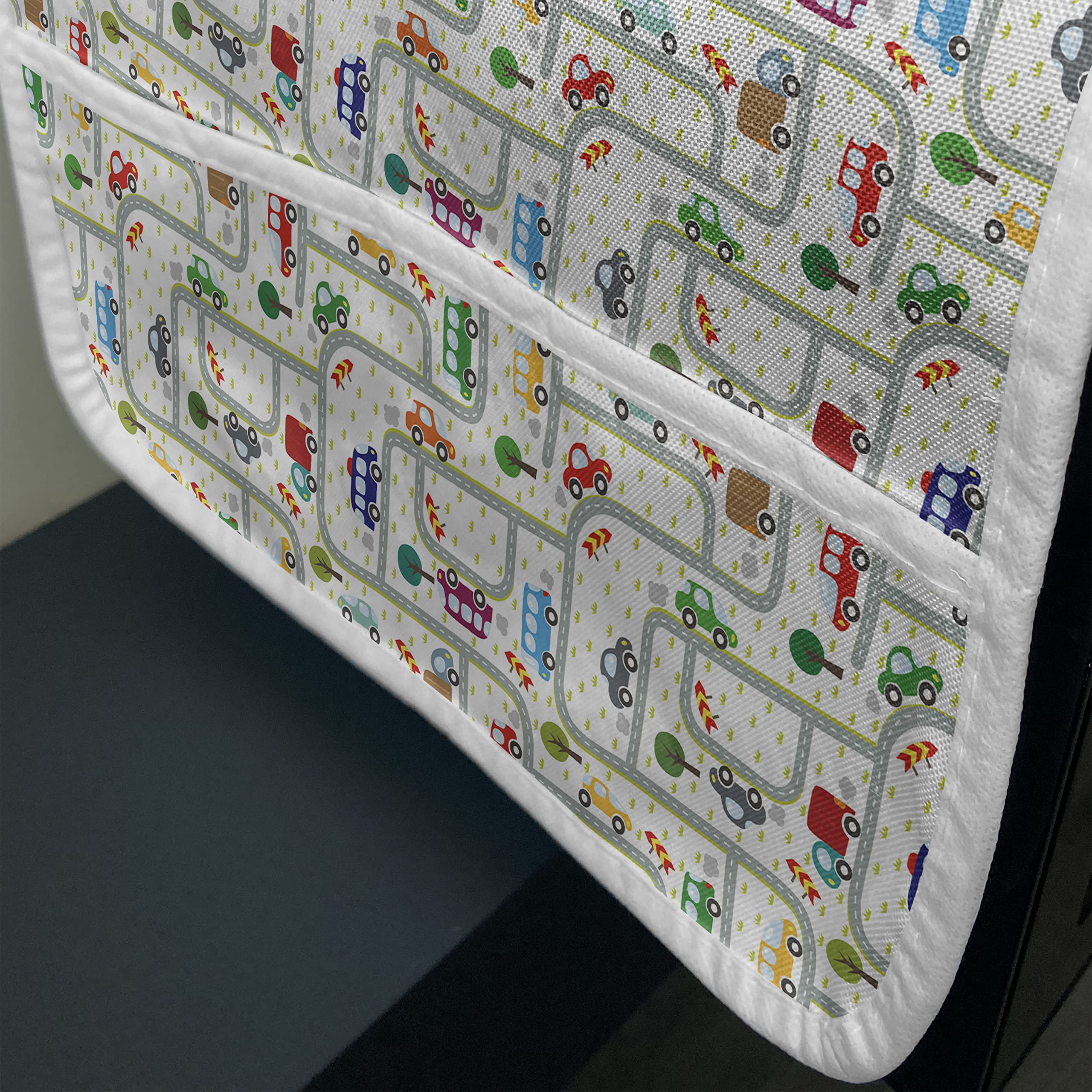 Ambesonne Cars Microwave Oven Cover - Waterproof Kitchen Organizer with Pockets, Vibrant Urban Traffic Design (36
