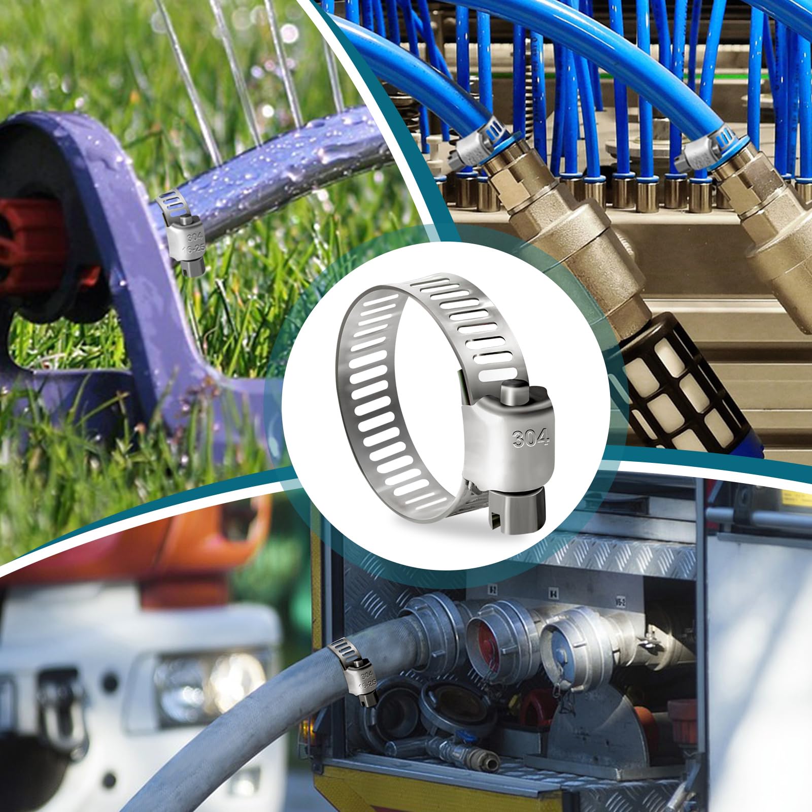 Stainless Steel Hose Clamp Kit (40PCS) - 1/4