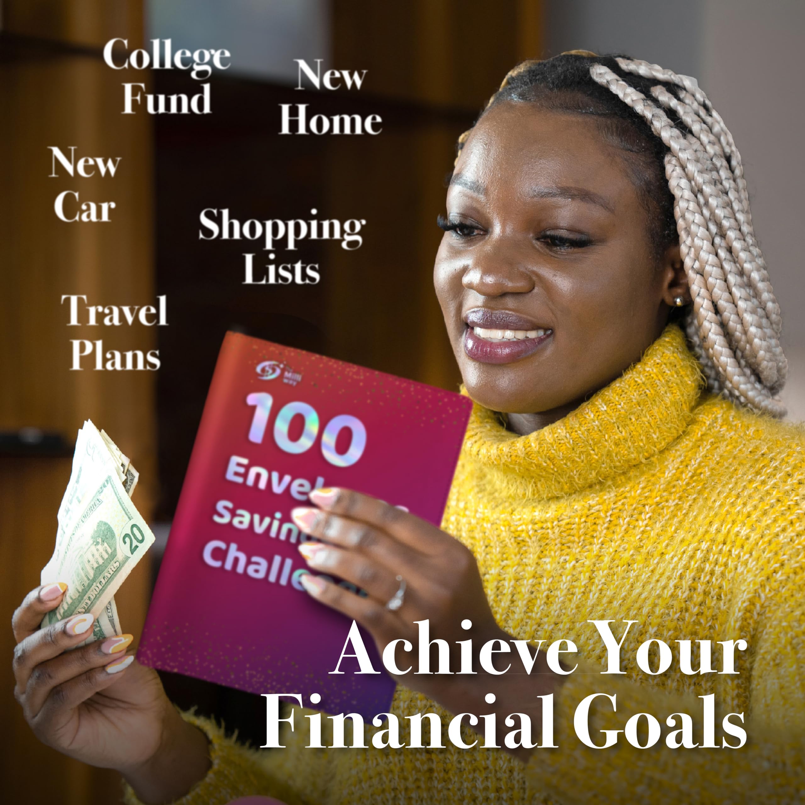 100 Envelope Money Saving Challenge Binder - Budget Tracker & Savings Organizer for $5050 in 100 Days | Fun Cash Envelope System for Financial Goals | Perfect for Home Budgeting, Emergency Funds & Debt Payoff (Pink)