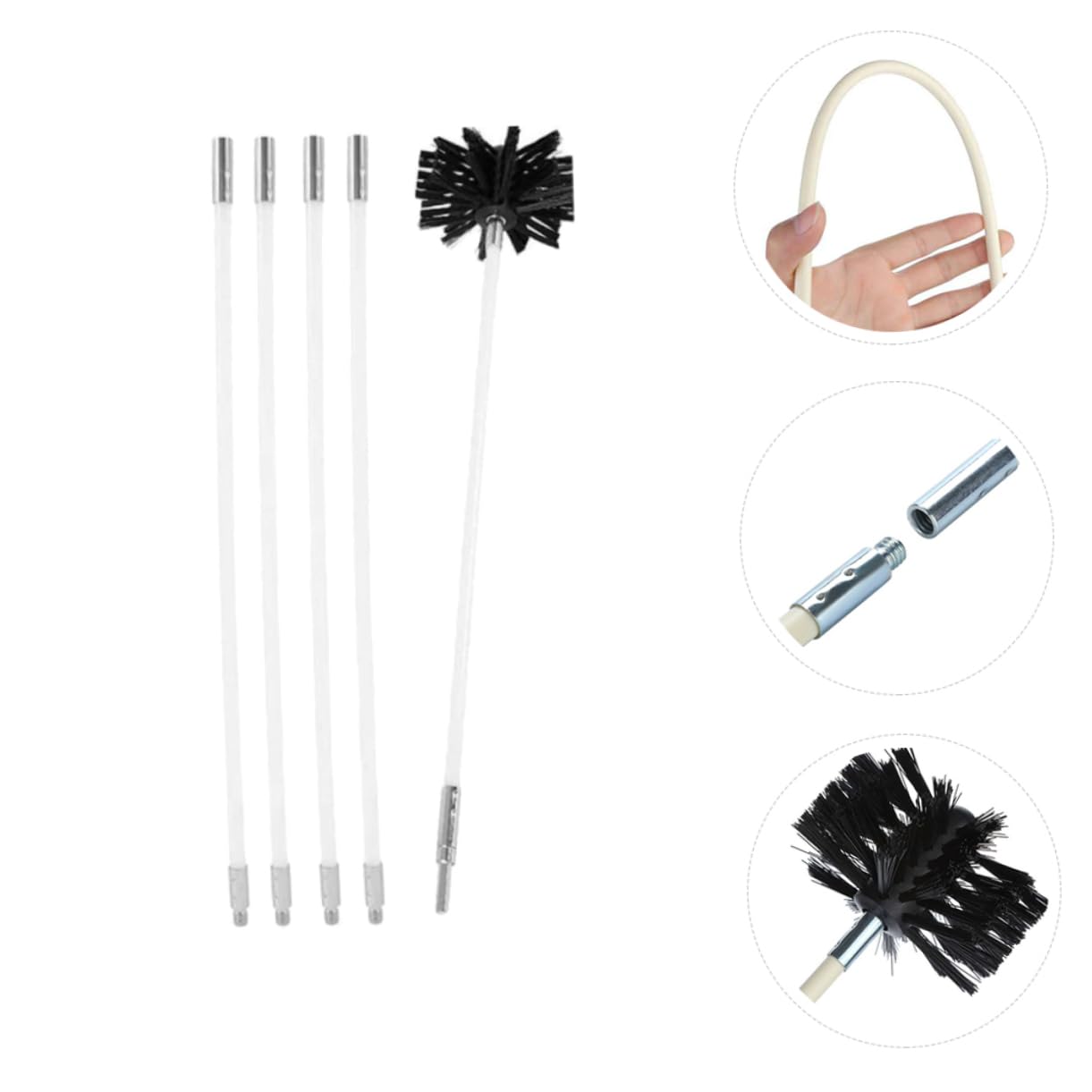 1 Set Inner Wall Cleaning Brush Kit - Dryer Duct, Fireplace Chimney & Washing Machine Cleaning Tool with Nylon Bristles & Galvanized Iron Wire - Perfect for Home, HVAC, and Appliance Maintenance