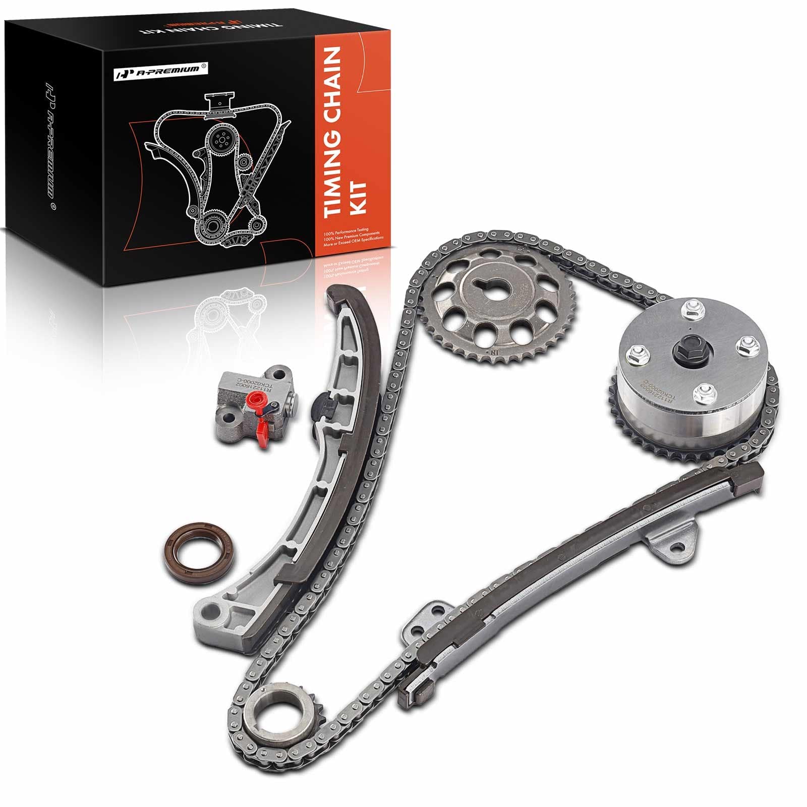 Premium 8-Piece Engine Timing Chain Kit with Sprockets & Components - Compatible with Scion xA xB 2004-2006, Toyota Echo 2004-2005, Prius 2004-2009, Yaris 2006-2015 (Fits DOHC 4-Cylinder 1.5L 1NZ-FE Engine) - Perfect for Engine Repair & Maintenance