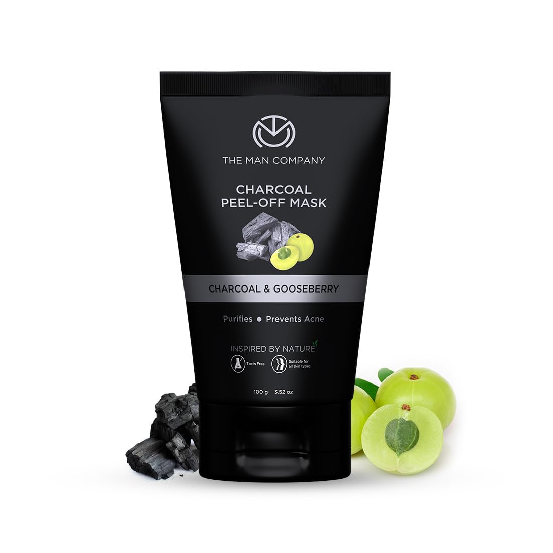 The Man Company Activated Charcoal Peel Off Face Mask for Men - Deep Cleansing Blackhead & Whitehead Remover, Dead Skin Exfoliator, Paraben & Sulphate Free (100g) | Perfect for Post-Workout, Travel & Daily Skincare Routine