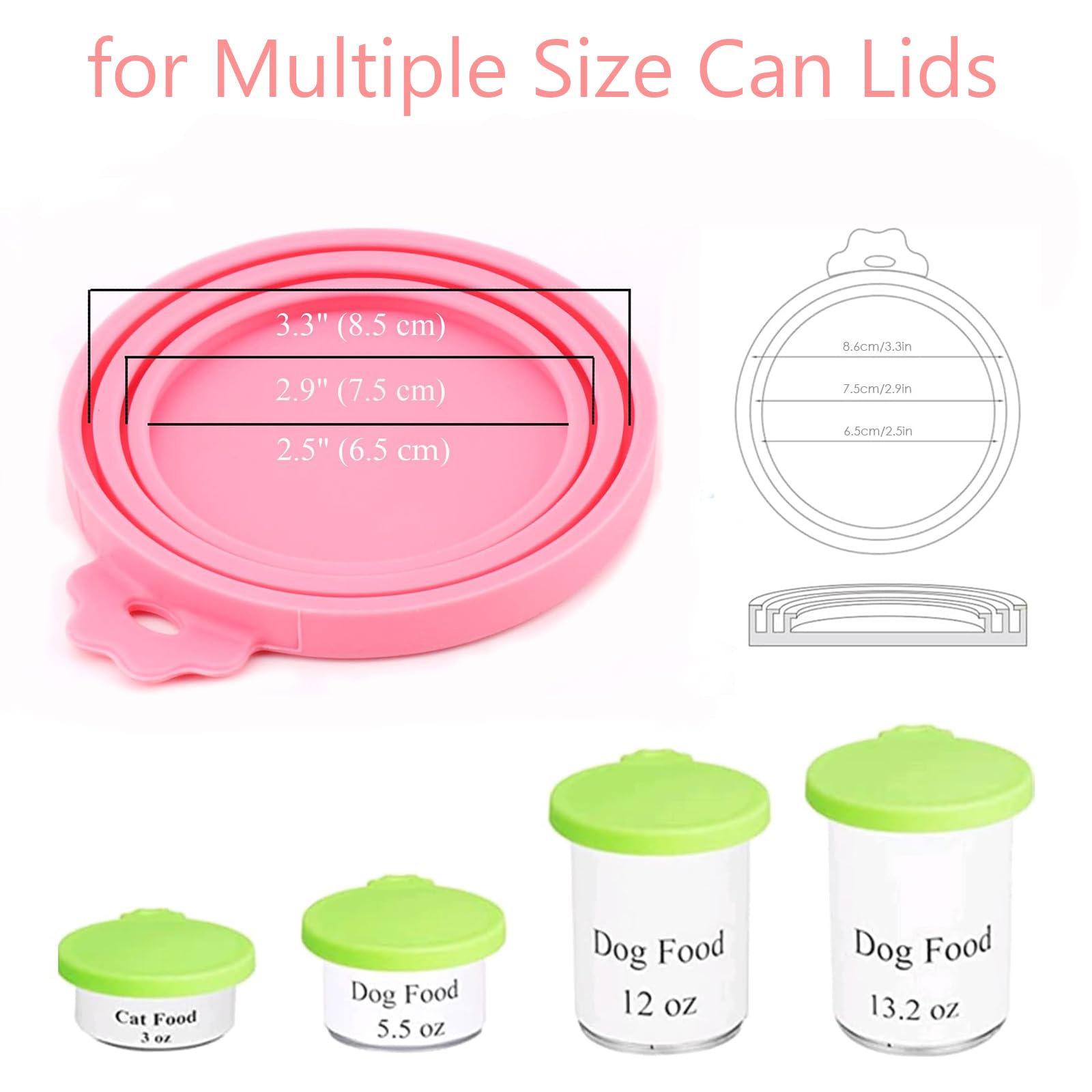 4 Pack Silicone Pet Food Can Covers - Universal Size Fits 3 Standard Cans for Dogs & Cats | Airtight Freshness for Wet Food Storage & Leftovers