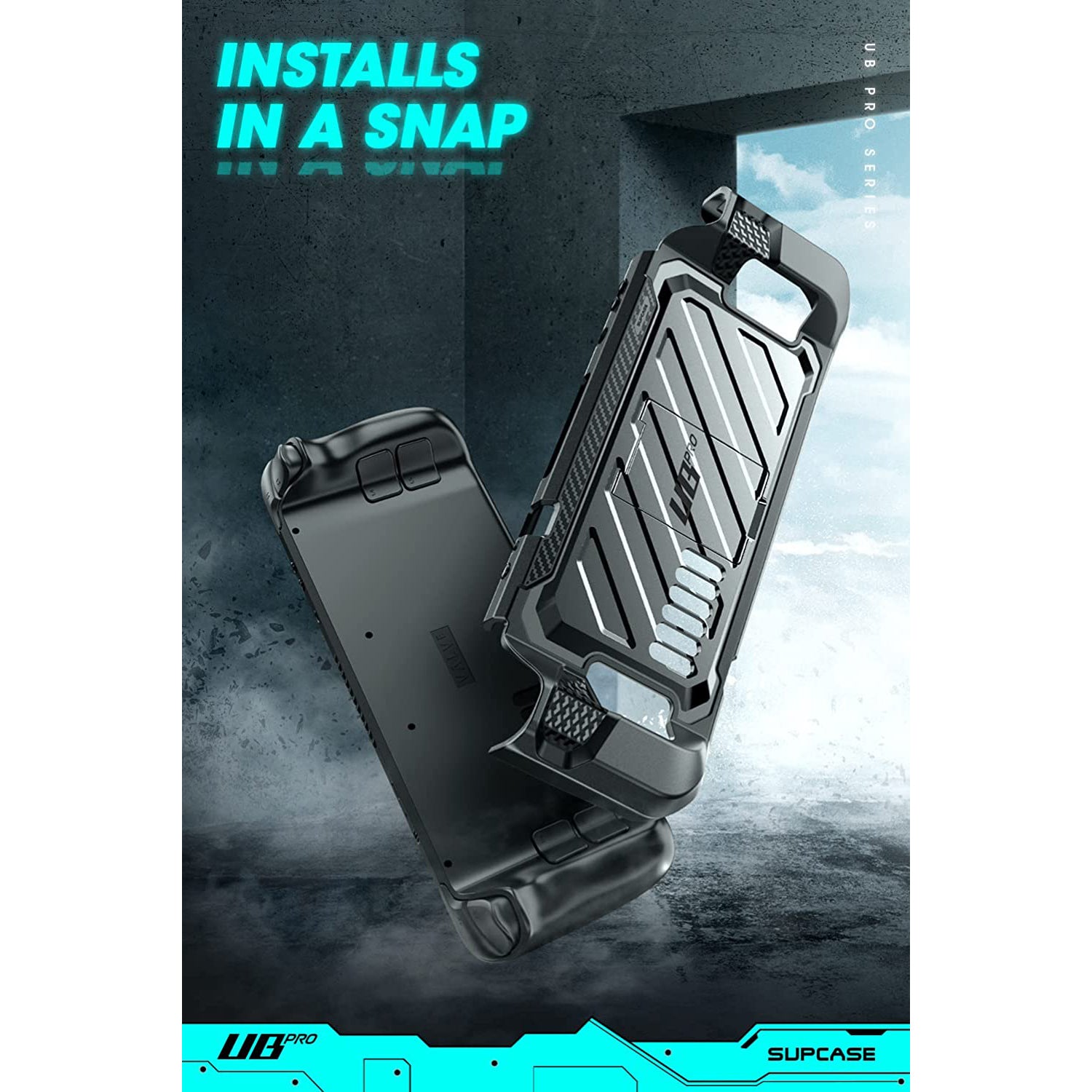 Steam Deck Unicorn Beetle PRO Rugged Kickstand Case - Shockproof Protective Cover for Steam Deck (Black) | Perfect for Gaming, Travel & Outdoor Use