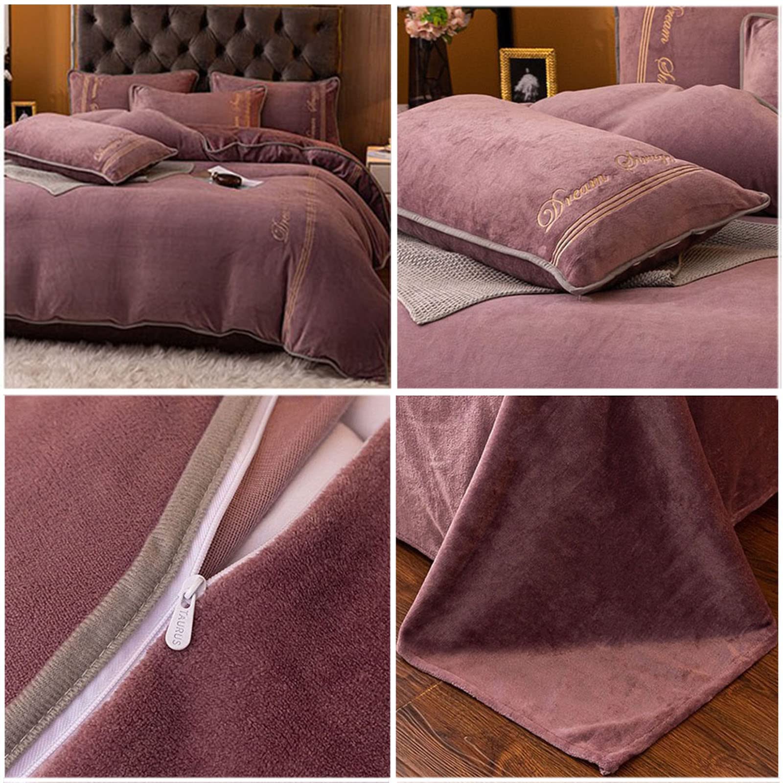 Premium Luxury Bedding Set - King Queen Twin Size Soft Milk Velvet Flannel Duvet Cover with Sheets & Pillowcases - Ultra Warm Thermal Quilt Cover for Cold Weather (Purple, 150x200cm) - Perfect for Winter Nights, Guest Rooms & Cozy Bedroom Decor