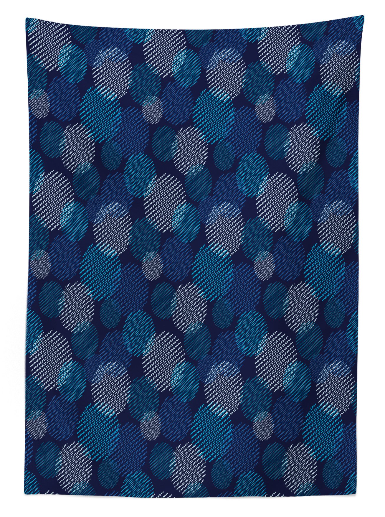 Ambesonne Abstract Outdoor Tablecloth - Modern Digital Polka Dot Design, Washable Picnic Table Cover 58x120 Inches - Navy Blue, Pale Blue & White for Patio, Garden, and Beach Parties