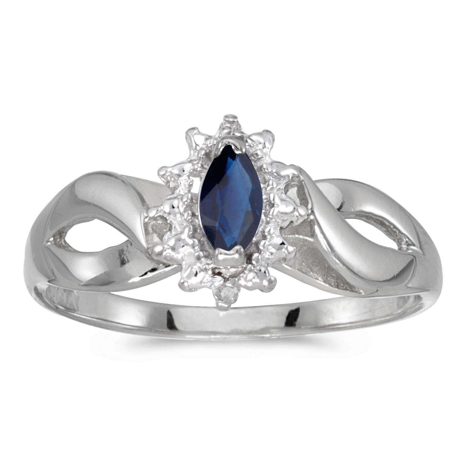 14K White Gold Marquise Sapphire and Diamond Ring for Women | Elegant Engagement, Wedding, Anniversary Gift | Perfect for Proposals, Bridal Jewelry, and Special Occasions