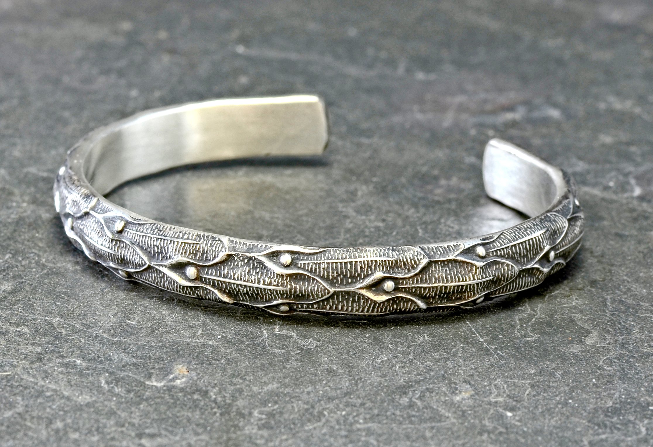 Sterling Silver Dragon Scale Cuff Bracelet for Women's Fashion Jewelry