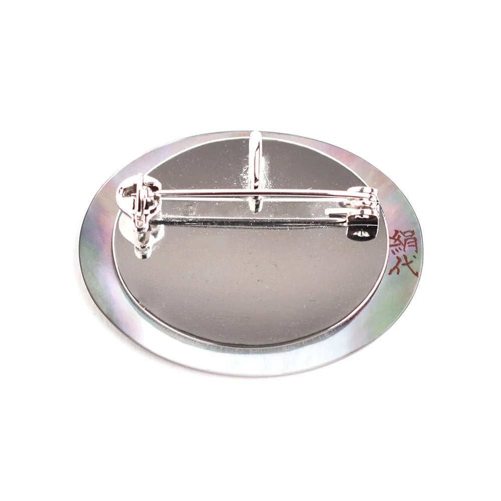 Handcrafted Japanese Maki-e Urushi Lacquer Brooch with Black Lip Oyster Pearl Shell & Willow Tree Design - Traditional Artisan Jewelry for Women, Gift for Special Occasions, Weddings & Formal Events