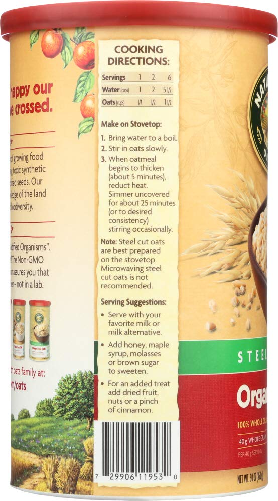 Organic Steel Cut Oats - 30oz Bulk Pack (Case of 6) | High Fiber Breakfast Cereal | Perfect for Oatmeal, Baking & Healthy Meal Prep