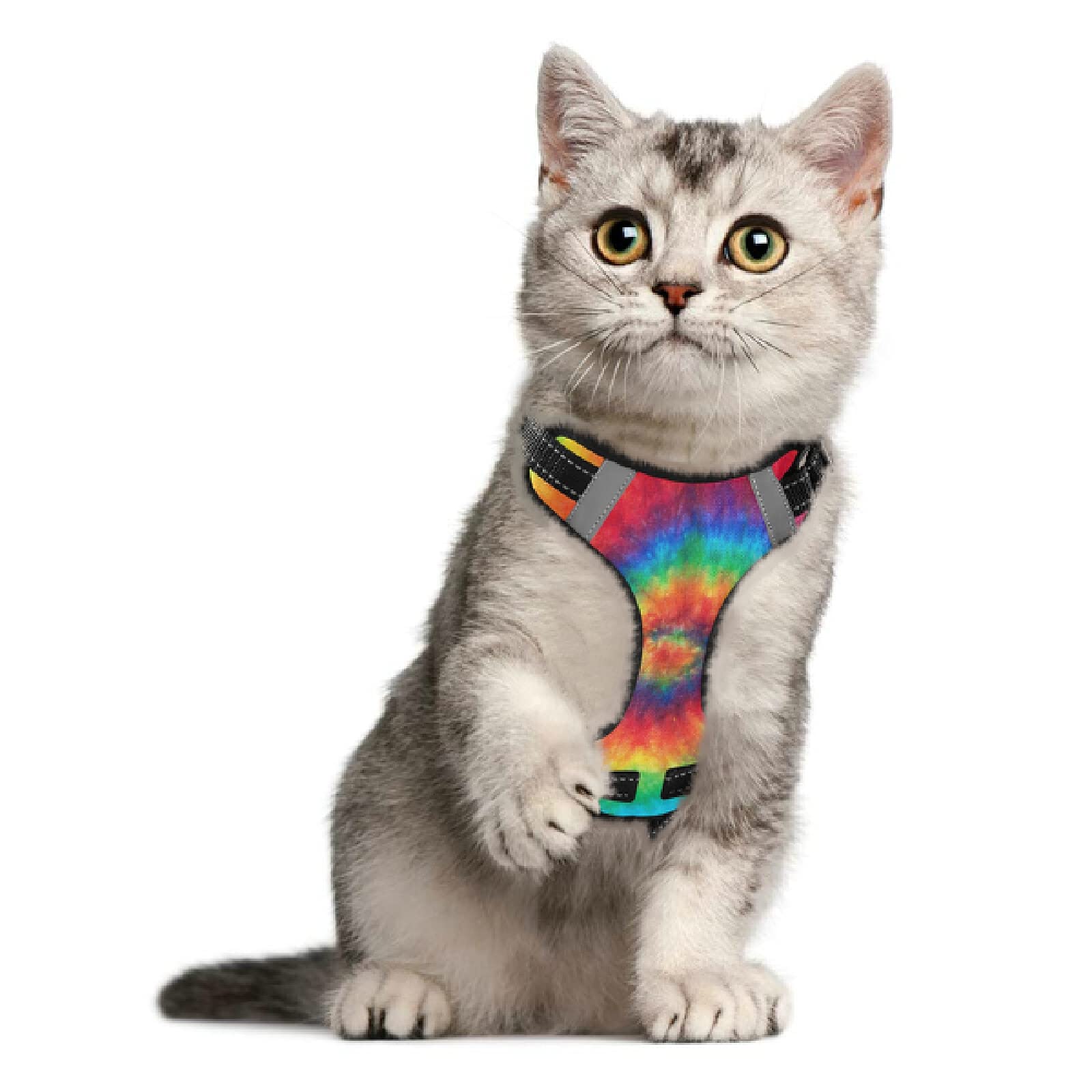 Xigua Tie Dye No Pull Dog Harness - Reflective Breathable Pet Vest with Nylon Handle for Small & Medium Dogs - Perfect for Walking, Running & Outdoor Adventures