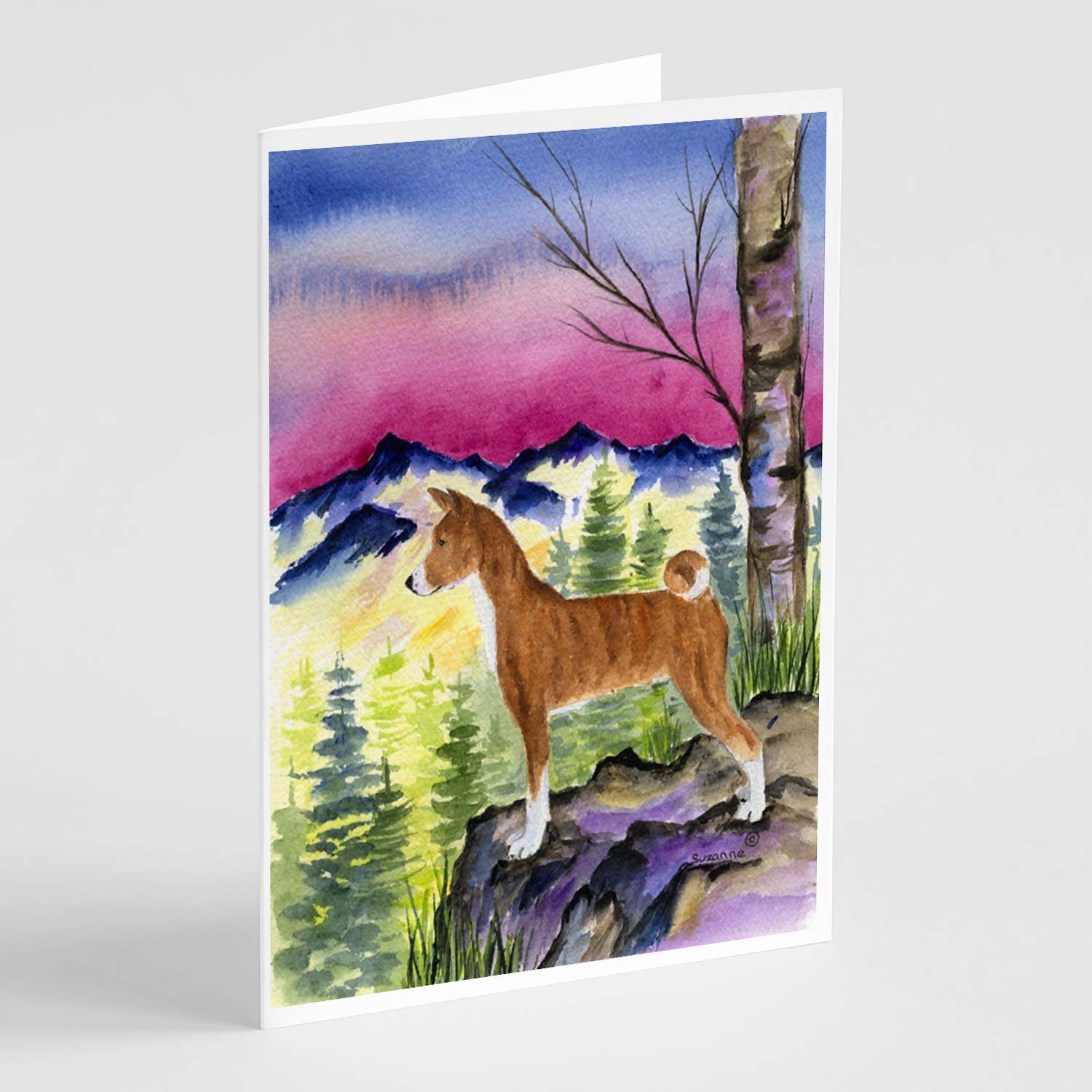 Basenji Greeting Cards - Pack of 8 Blank A7 Note Cards (5x7 Inches) with Envelopes - Whimsical Dog-Themed Stationery for Birthdays, Thank You Notes & Special Occasions