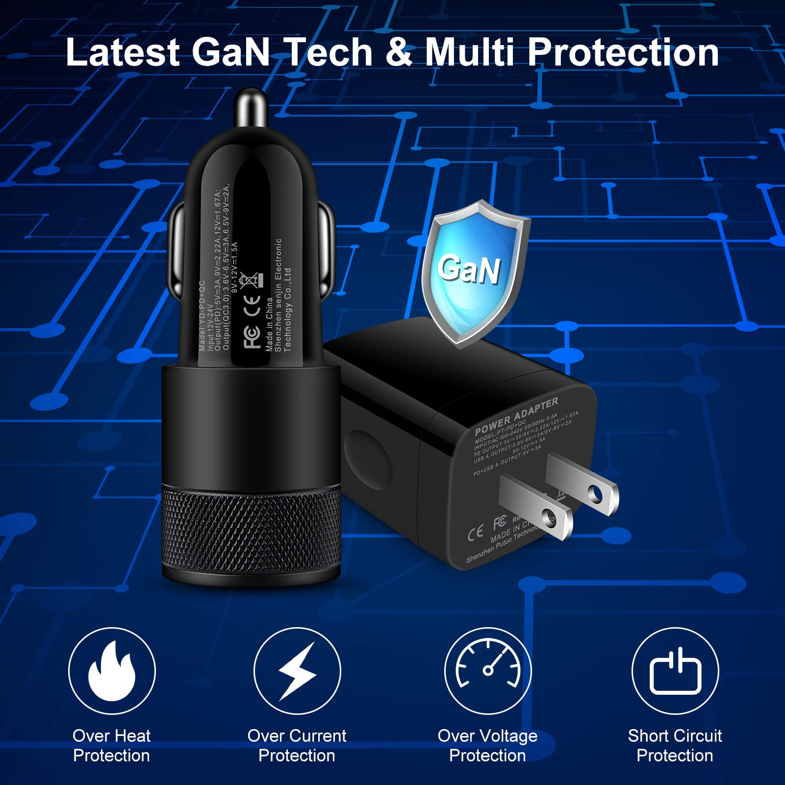 Samsung Fast Charger 20W USB C Wall Plug & 38W Car Adapter with 3+6FT Type C Cable - Compatible with Galaxy A16 5G, S25 Ultra, S24, A15, A13, A14, A03s, A53, S22 FE, S21, A25, A23 | Fast Charging for Home, Office & Travel