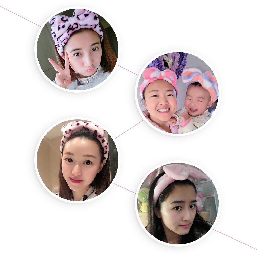 COSLUXE Velvet Makeup Headband for Women & Girls - Soft Elastic Spa Headband for Facial Cleansing, Skincare & Makeup Application - Cute Bow Design, Multicolor (Pack of 1) - Perfect for At-Home Spa Days, Beauty Routines & Self-Care Sessions
