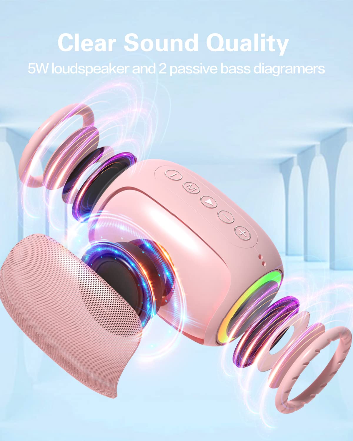 Bluetooth Speakers A66 - 5W Portable Wireless Speakers with Clear Sound, Multi Playing Modes, Compatible with Cellphone & PC, Ideal for Home, Office, Outdoor Adventures, and Travel