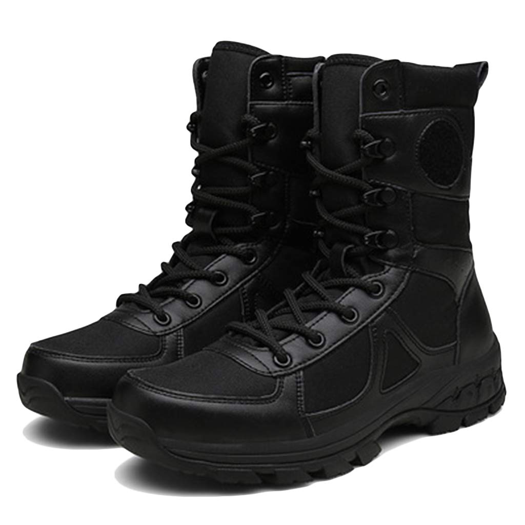 Men's Winter Army Hiking Boots - Military Tactical Work Boots for Men & Women - High Top Desert Leather Shoes with Side Zipper - Perfect for Outdoor Adventures, Hiking & Heavy Duty Work