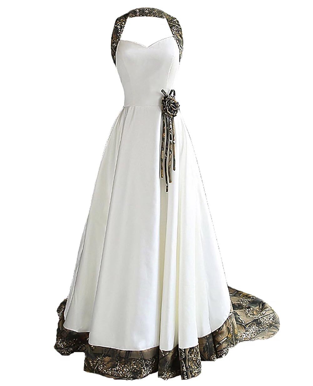 Elegant Women's Long Camo Wedding Dress - Satin Lace Evening Gown for Bridal, Formal & Bridesmaid Dresses | Perfect for Beach Weddings, Garden Parties & Formal Events