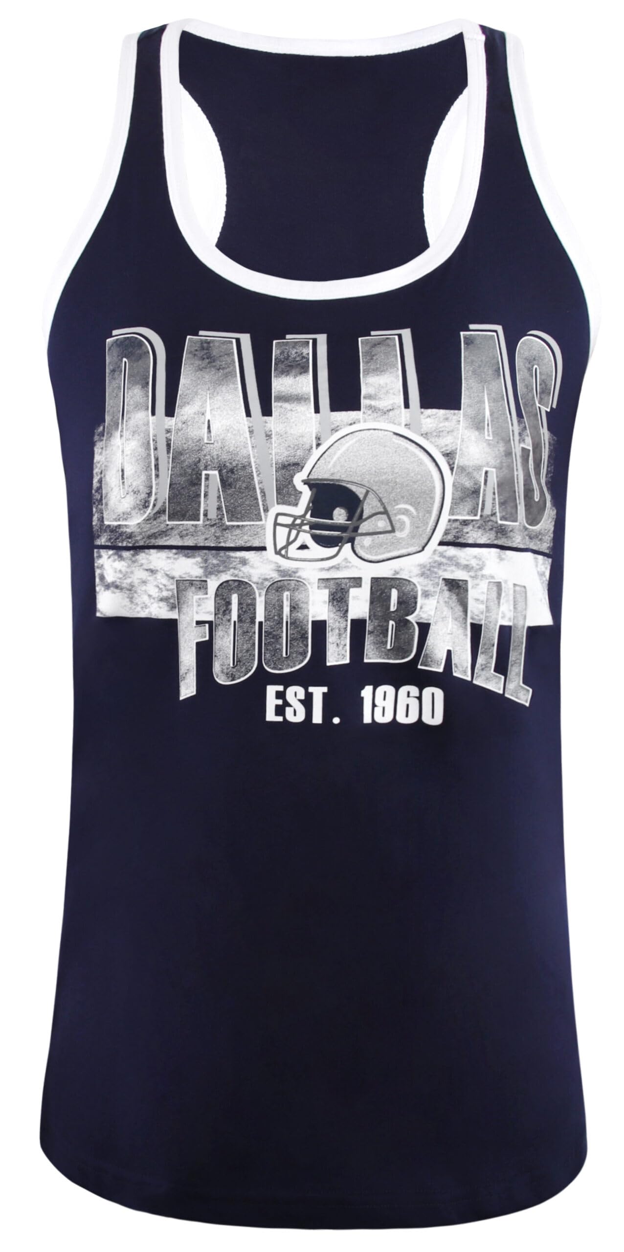 Women's Football Fan Athletic Sleeveless Vest - Breathable Sporty Tank Top for Running, Gym & Casual Wear - White & Navy