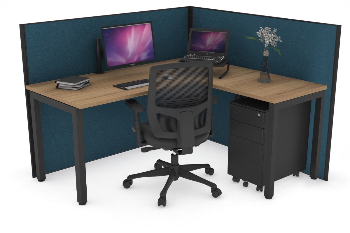 Horizon Quadro Square Legs L-Shaped Corner Office Desk - 1400mm x 1700mm, Modern Home Office Furniture for Small Spaces, Perfect for Workstations, Gaming & Study Areas