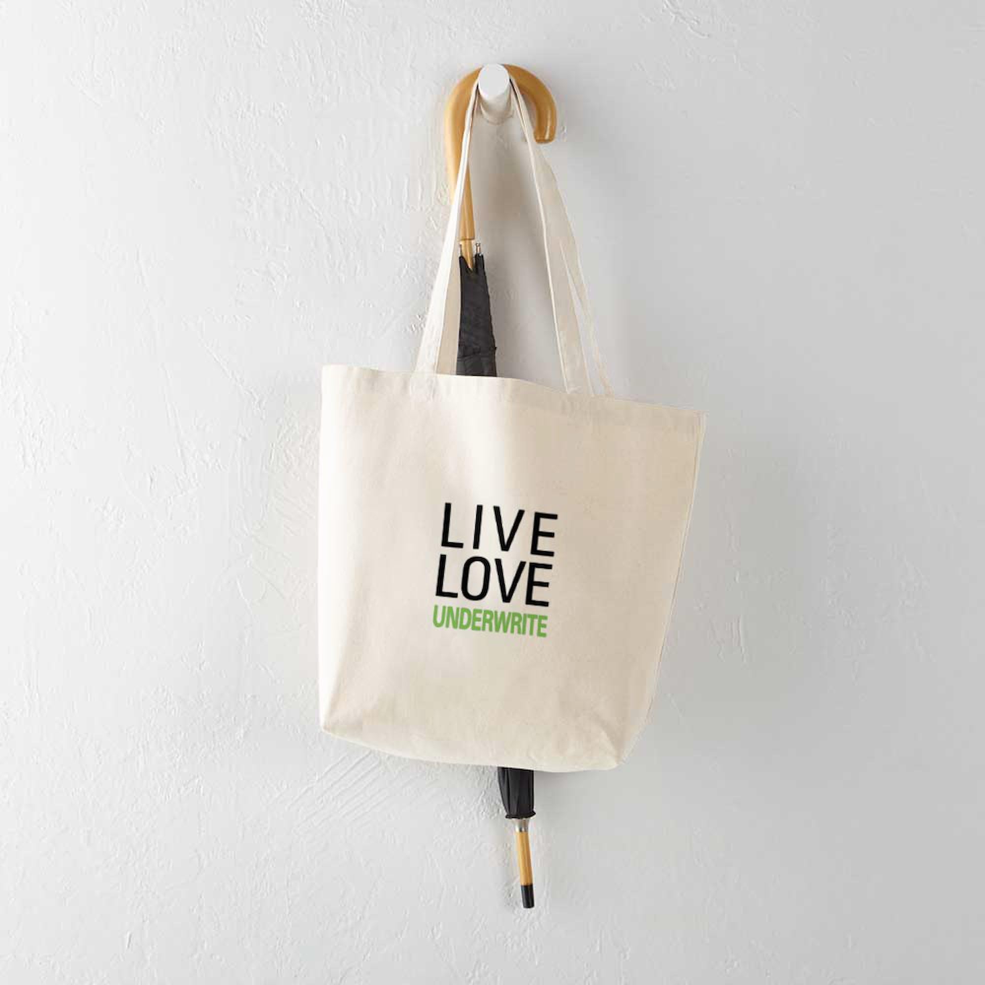 Live Love Underwrite Natural Canvas Tote Bag - Eco-Friendly Reusable Shopping Bag for Groceries, Beach Trips & Daily Use | CafePress