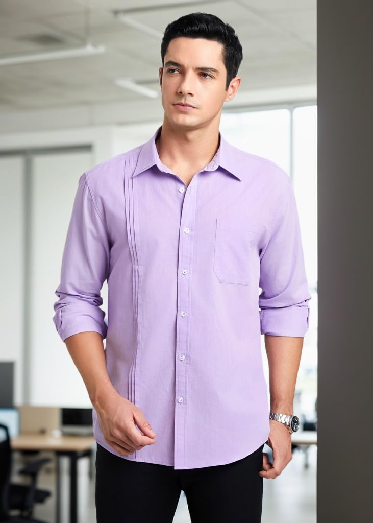 HISDERN Men's Long Sleeve Dress Shirts - Slim Fit Button Down Business Casual Shirt with Pocket | Office Wear, Formal Events & Professional Work Attire