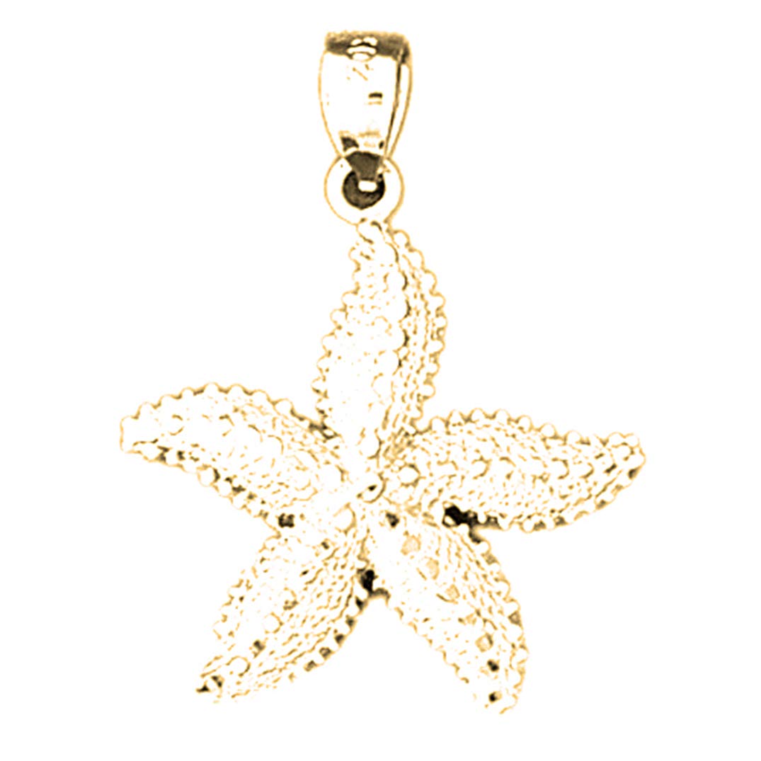 14K Yellow Gold Plated 925 Silver Starfish Pendant Necklace - Elegant Ocean Jewelry for Beach Vacations, Summer Outfits & Gift Giving