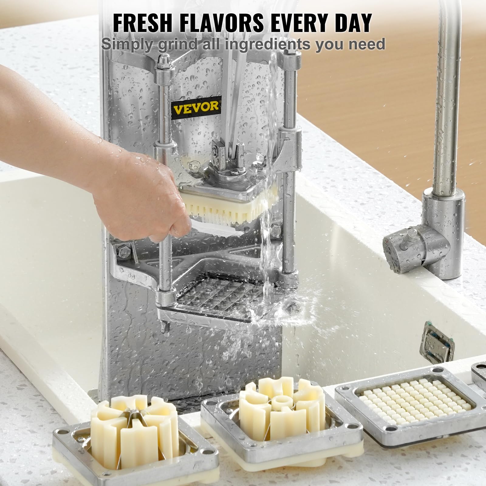 VEVOR Commercial French Fry Cutter with 4 Replacement Blades - 1/4