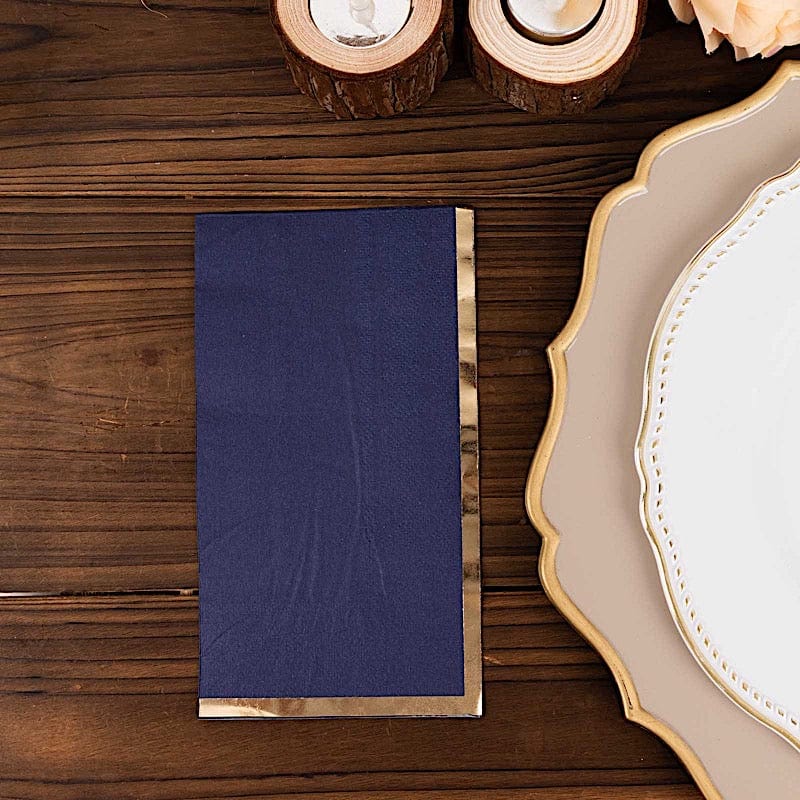 50 Premium Soft 2-Ply Dinner Napkins with Elegant Gold Foil Edge - Perfect for Weddings, Parties & Fine Dining Table Settings