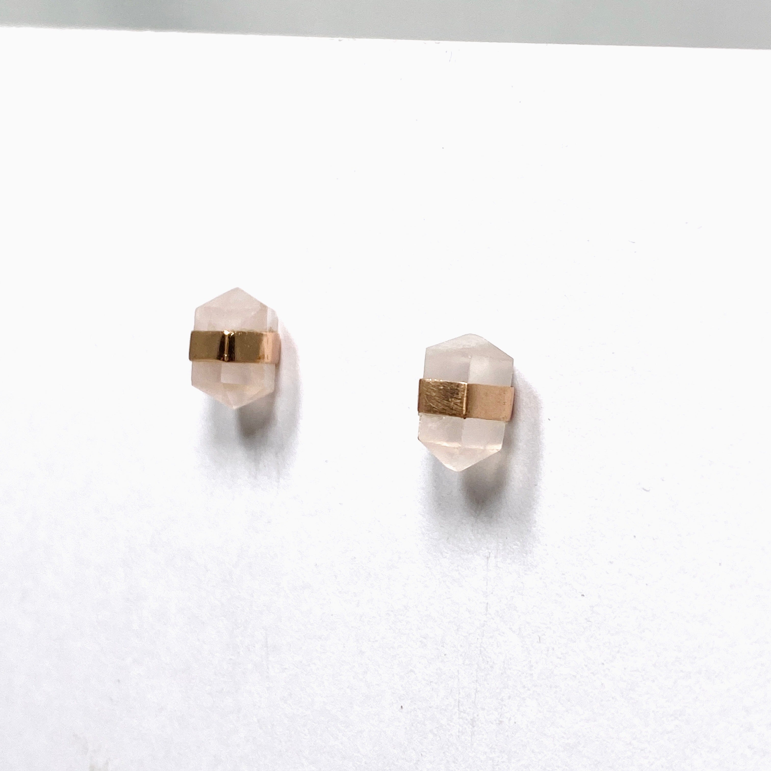 Rose Gold Plated Rose Quartz Stud Earrings for Women - Hypoallergenic, Dainty & Elegant Jewelry Gift for Valentine's Day, Anniversary or Everyday Wear