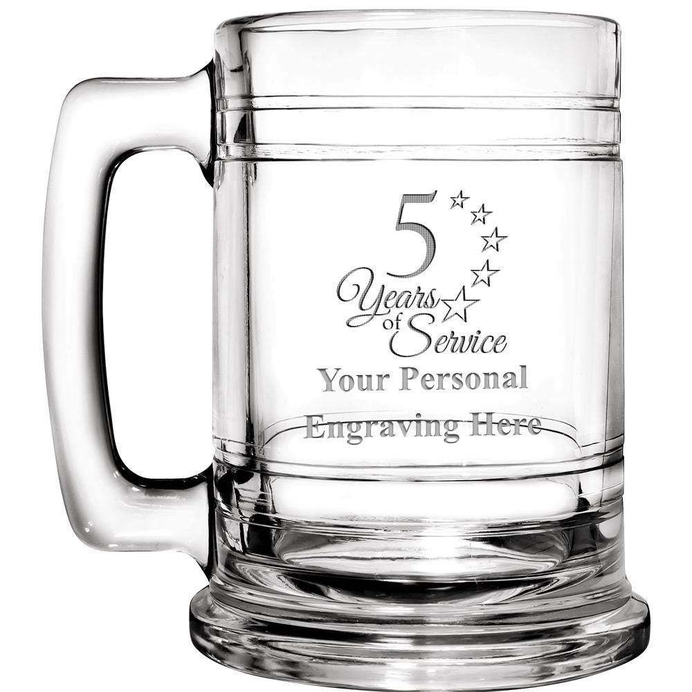 5 Years of Service Munich Beer Mug - 15 oz Custom Engraved Employee Appreciation Gift with Free Engraving (Prime Eligible) - Perfect for Work Anniversaries, Retirement Parties & Corporate Awards