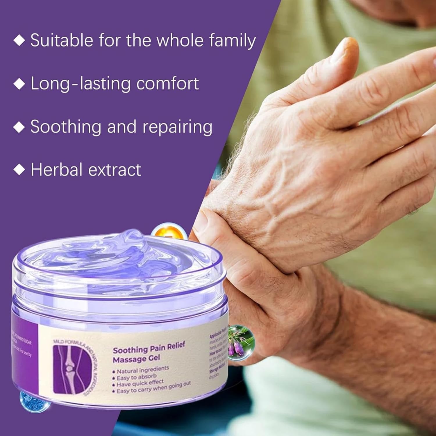 Joint Pain Relief Purple Gel - Soothing Massage Cream for Knees, Back, Neck, Hands & Feet - Fast-Acting Muscle & Arthritis Pain Relief - Perfect for Post-Workout Recovery & Daily Comfort (1 Pack)
