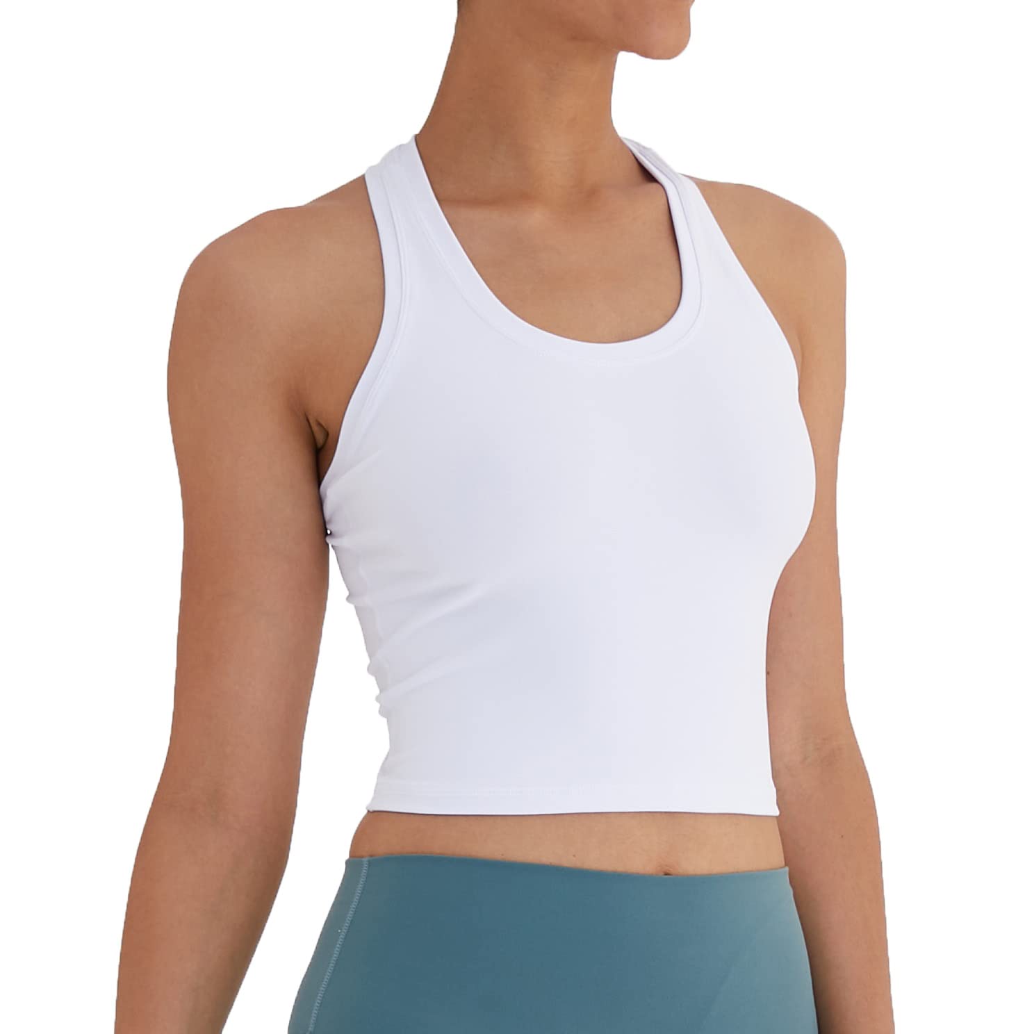 Women's Cropped Racerback Tank Top - Breathable Workout Shirt for Running, Yoga & Gym - Lightweight Activewear for Women's Fitness & Summer Sports