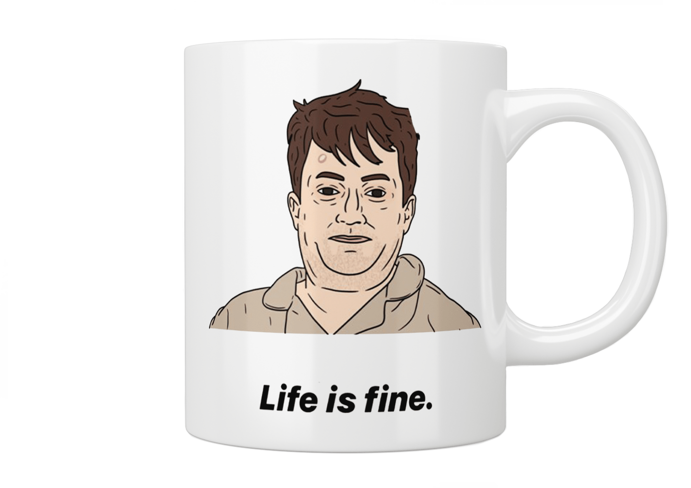 Peep Show Mark Corrigan 'Life Is Fine' Coffee Mug - Funny British TV Show Merchandise Gift for Fans - Perfect for Office, Home & Comedy Lovers