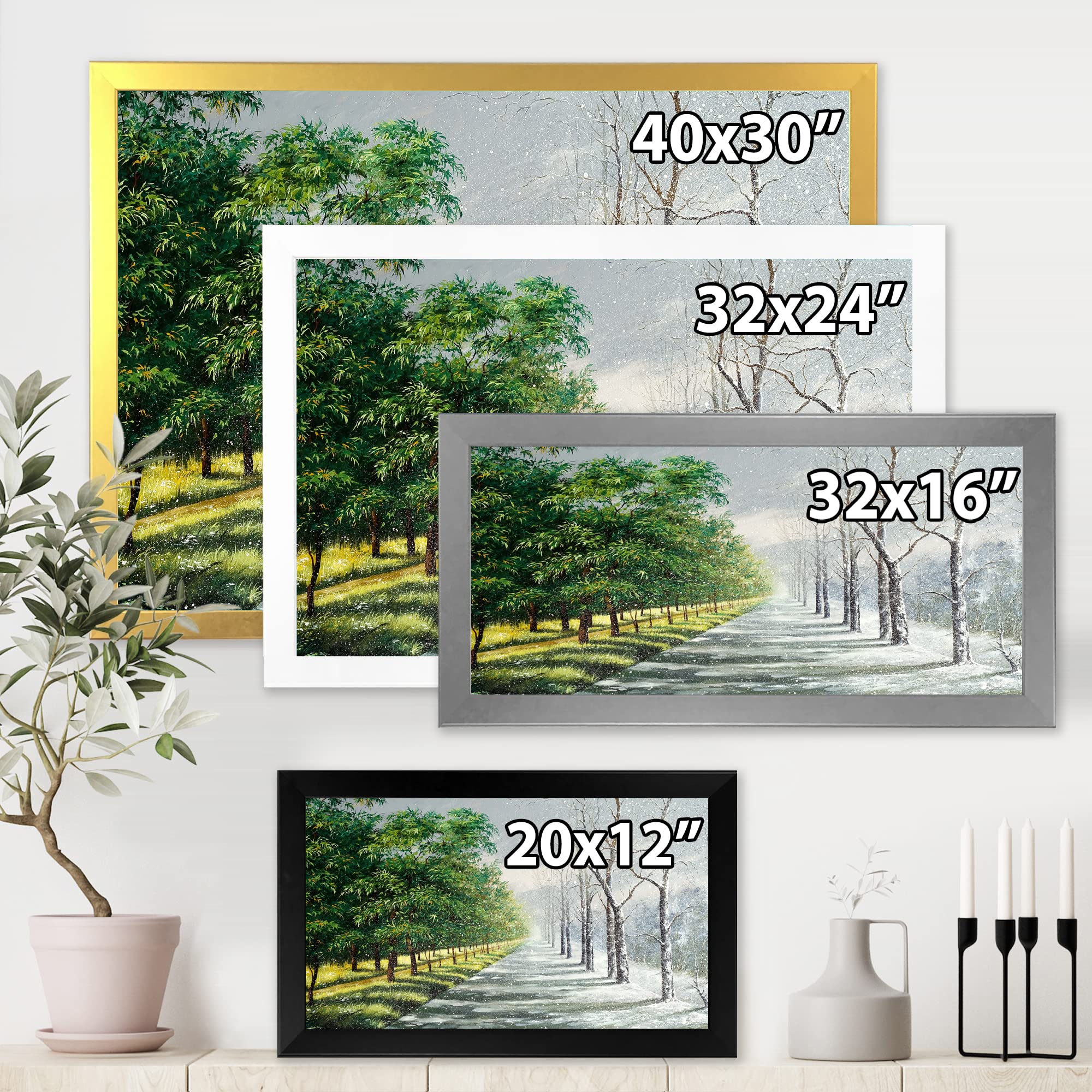 DesignQ United Country Framed Wall Art - Seasonal Decor for Winter & Summer - Perfect for Living Room, Bedroom, and Office Wall Decor